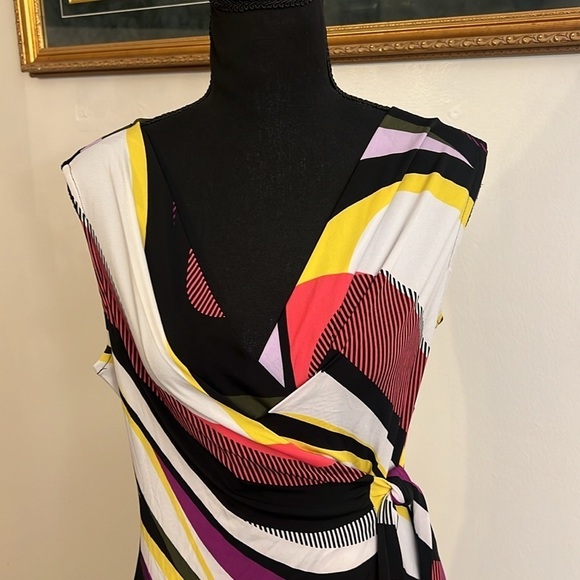 Colorful Dana Buchman Spandex Blend Dress with Side Tie, Sz. M. - Picture 2 of 13